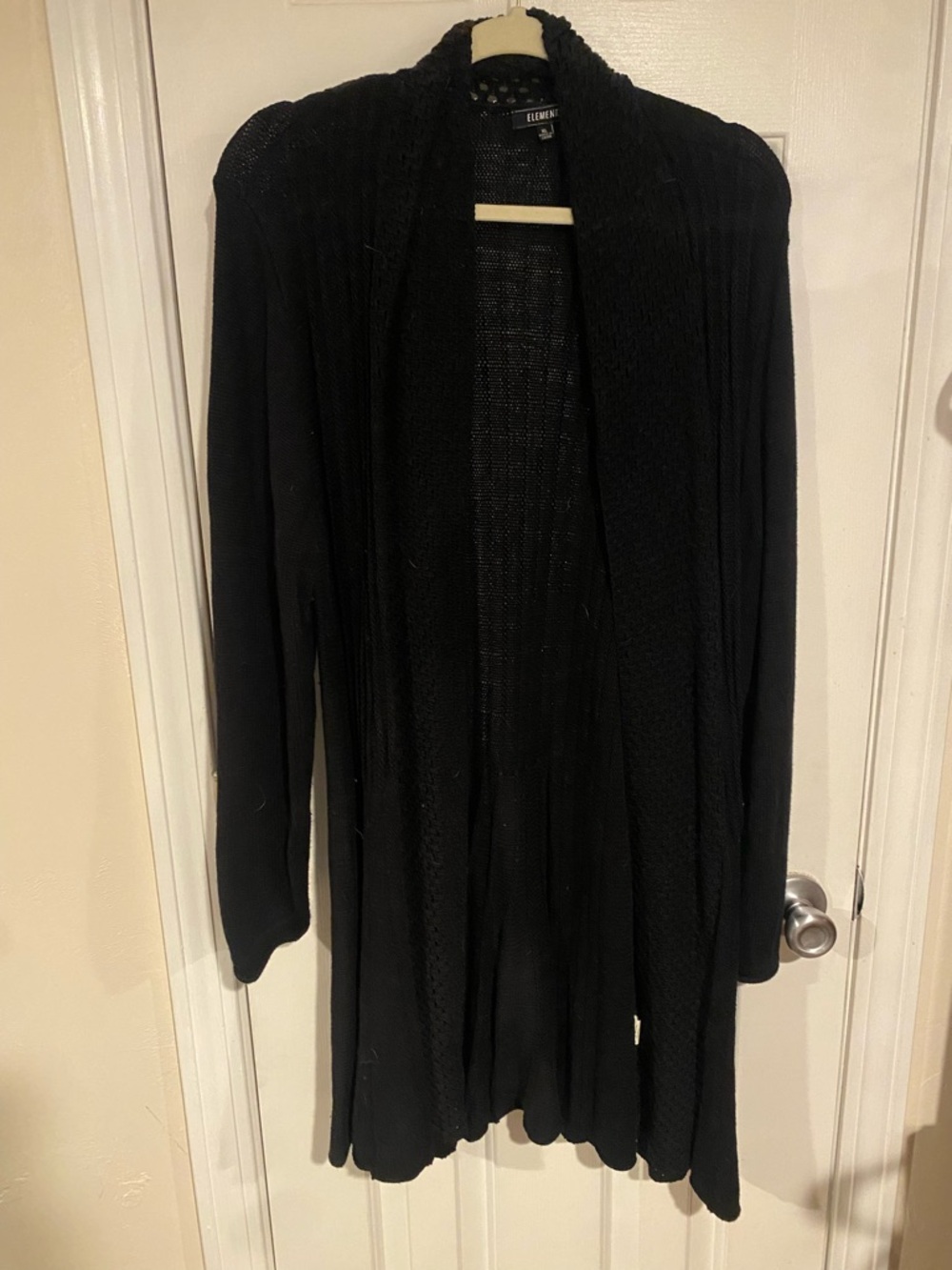 Elementz Black Open-Front Long Cardigan